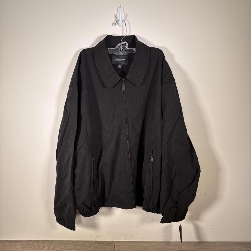 Men's London Fog Collection Full Zip Jacket Black Polyester Nylon Blend Size 3XL